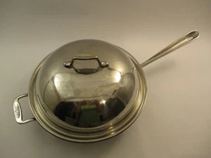 All Clad 12" Wok Stir Fry Pan Pot Domed Lid Black Anodized Stainless Steel - Picture 1 of 9