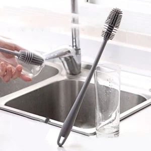 Premium Quality Kitchen Cup Cleaning Tool Long Handle Silicone Bottle Brush - Picture 1 of 5
