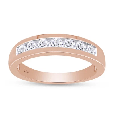 5/6ct Lab Created Moissanite Channel Set Engagement Band Ring 10K Rose Gold - Image 1 of 4