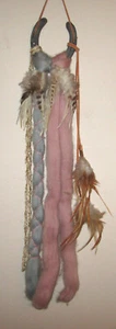 Vtg Native American Indian Dream Catcher Mandala Wool Fur Leather Beads H SHOE - Picture 1 of 5