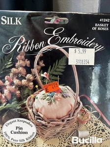 VTG Bucilla Silk Ribbon Embroidery Starter Kit Carnation and Rose NIP #41834 - Picture 1 of 5
