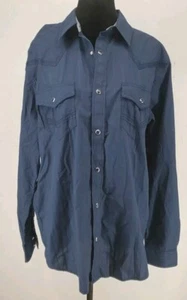 Western Apparel Cowboy Shirt Pearl Snap Button Navy Blue | Cody James Size M - Picture 1 of 8