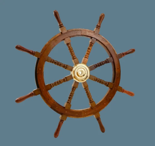 36 Inch Big Ship Steering Wheel Wooden Antique Teak Brass Nautical Pirate Ship's - Image 1 of 4