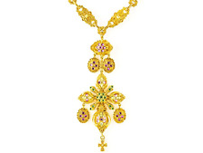Christian Lacroix Baroque Cross Necklace Gold Plated Metal 18 inches - 19.7cm