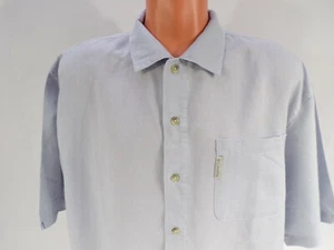 Camisa Columbia Dobladillo Recto Para Hombres Grande Manga Corta Azul Ramio Algodón Bolsillo D22 - Imagen 1 de 7