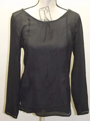 Z Zac Posen Women Black Blouse Made In USA Looks Small Long Sleeve Textured - Image 1 of 4