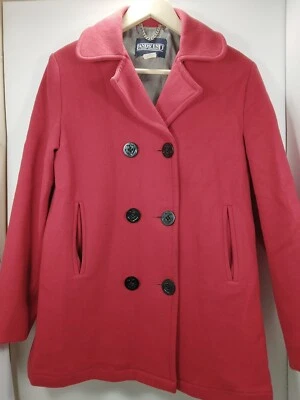 Abrigo Lands End para mujer rojo con botones talla 10 vintage Foto 1 de 4