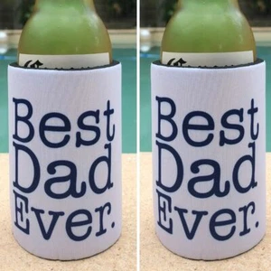 (1x2) PAIR OF BEST DAD EVER Fathers Day Drink Can Holder Stubby Stubbie Beer - Picture 1 of 4