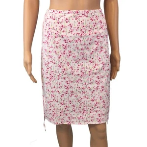 Cato Sz Small Pink Floral Patterned Short Knee Length Skirt w/ Zipper & Ties - Picture 1 of 6