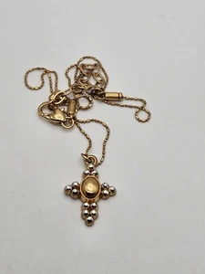 Brighton Cross Love Gold Tone Crystal Pendant Necklace - Picture 1 of 10