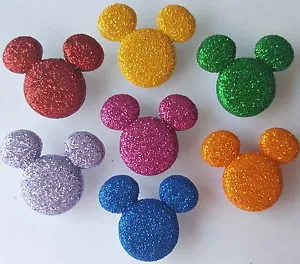 GLITTER MICKEY Disney Craft Buttons Boy Girl Children Mouse Heads Dress It Up - Picture 1 of 2