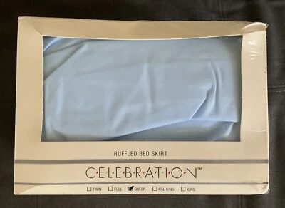 NUEVA Falda de Cama Vintage Mervyns Celebration Azul Claro Queen con Volantes Hecha en EE. UU. Foto 1 de 4