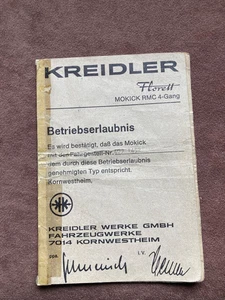 Permiso de funcionamiento Kreidler Florett K54/421 1977 original - Imagen 1 de 1