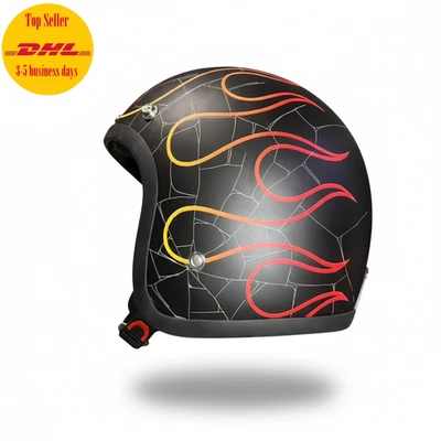 Casco de Moto Slimhead 500TX Grieta Llama Mate Personalizado Cara Abierta Retro Foto 1 de 4