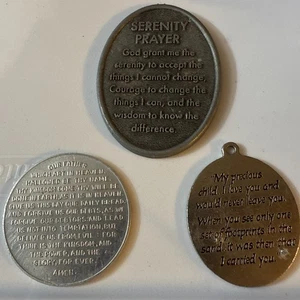 Footprints in The Sand,The Lords Prayer,Serenity Prayer Medals Lot Of 3 - Picture 1 of 12