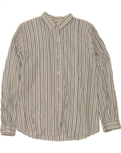 BENETTON Womens Shirt IT 46 Large White Striped CN02 - Picture 1 of 4