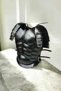 Medieval Black Spartan Muscle Armor Jacket With Shoulder Roman's Battle Cuirass - Picture 1 of 5