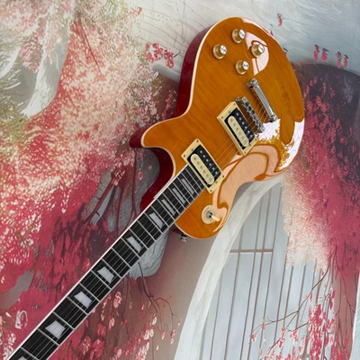 Slash standard lp electric guitar gold flame maple top solid Mahogany body - Image 1 of 4