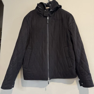 Chaqueta Ermenegildo Zegna Negra Acolchada Cachemira Cremallera Completa Con Capucha Talla Italiana 52 Foto 1 de 4