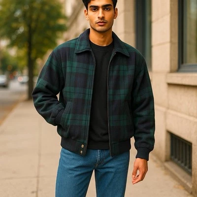 Pendleton Jacket 100% Virgin Wool Shell Green/Blue Plaid Men’s Large NWT - Image 1 of 4