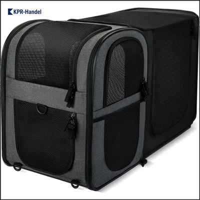 Erweiterbarer und Faltbarer Katzen- und Hunderucksack – Grau, 44,5x33x29 cm - Bild 1 von 4