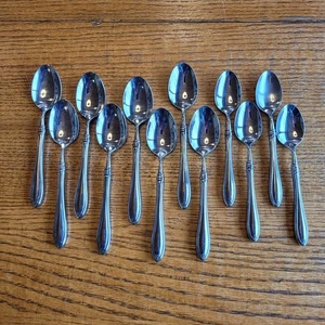12 Pcs Oneida Sheraton Cube Marked Stainless Flatware Table Spoons Tea Spoons  - Picture 1 of 8