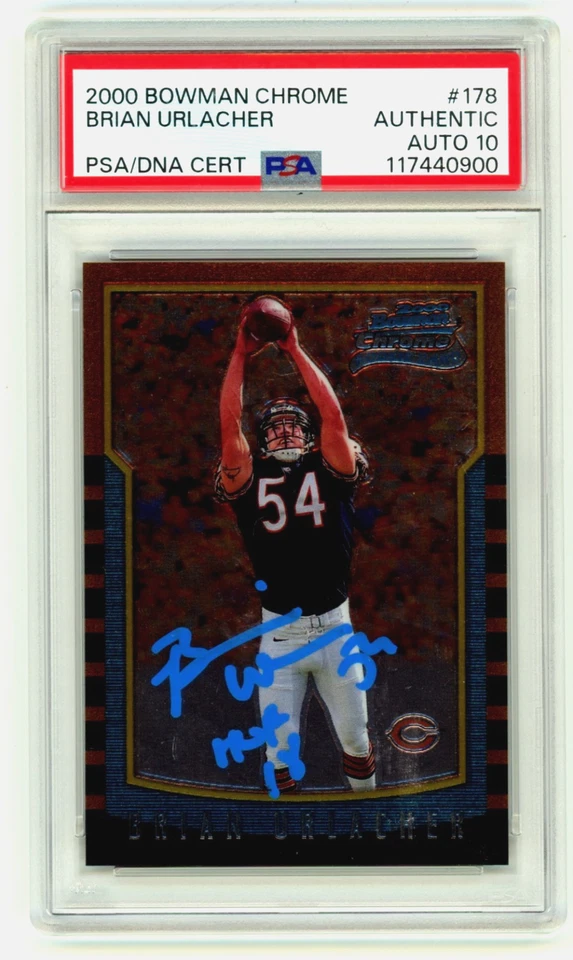 Brian Urlacher 2000 Bowman Chrome #178 Signed Rookie RC w/ HOF 18 PSA 10 Auto A - Image 1 of 1