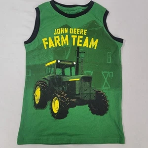 John Deere Farm Team Boy's Shirt Tank TRACTOR Green Sleeveless Size 6 - Picture 1 of 5