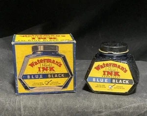 BOTTIGLIA INCHIOSTRO WATERMAN'S VINTAGE COMPLETA IN SCATOLA ORIGINALE Stk#10@210 - Foto 1 di 5