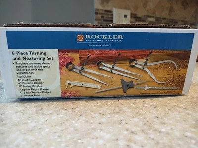 Rockler raro 6 piezas Juego de torneado y medición pinzas divisor medidor de profundidad nuevo en caja Foto 1 de 4