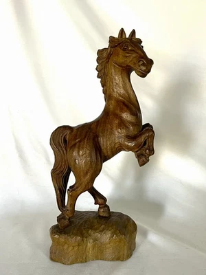 Vintage Hand Carved Rearing wooden horse - Image 1 of 4
