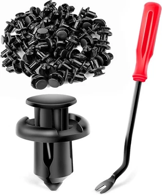 GOOACC 100 Pcs Bumper Clips 10mm Hood Fender Push Rivets Retainer Fasteners for Honda