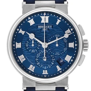 Breguet Marine Chronographe White Gold Blue Dial Mens Watch 5517BB - Picture 1 of 7