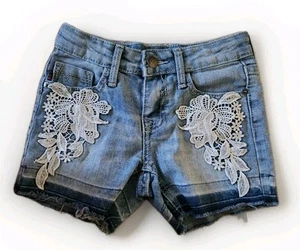 VIGOSS GIRLS SHORTS BLUE SIZE 7 YOUTH DENIM MID SHORTS CUT OFFS - Picture 1 of 6