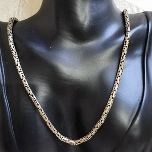 Vintage 70s Byzantine Chain Necklace 925 Sterling Silver Heavy 20" Gothic Boho - Picture 1 of 16