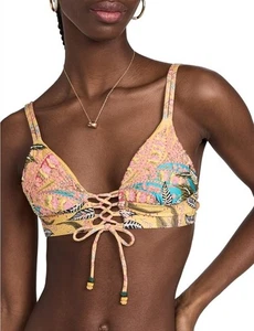 Nuovo con etichetta! Top bikini Agua Bendita Mia Lula con ricami floreali e accenti di perline  - Foto 1 di 7