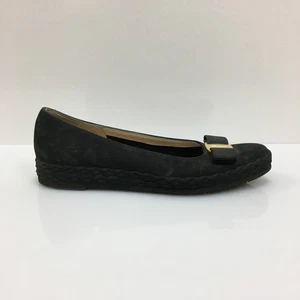 Salvatore Ferragamo Shoes Womens Size 6.5 Suede Bow Vara Wedge Designer Italy - Picture 1 of 11