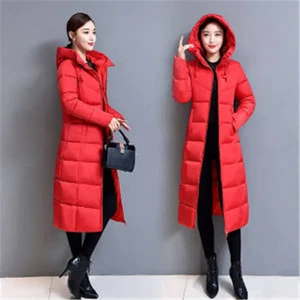 Winter Hooded Jacket Over The Knee Long Thick Women's Slim-Fitting Down Padded - Picture 1 of 23