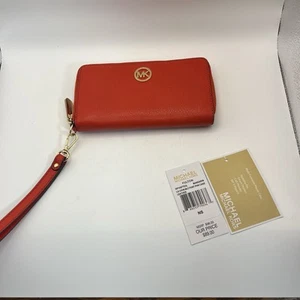Michael Kors Fulton Zip Large Phone/Wristlet Dark Sangrine - Picture 1 of 5