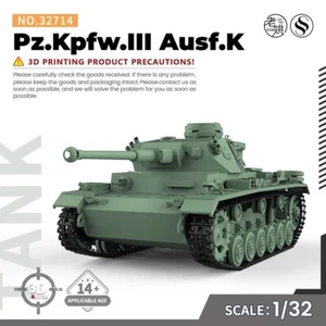 SSMODEL 714 1/32 Kit Modelo Militar Pz.Kpfw.III Ausf.K JUEGOS - Imagen 1 de 5