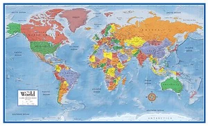 Swiftmaps World Classic Premier Wall Map Mural Large 3D Relief Decoration Poster - Picture 1 of 5