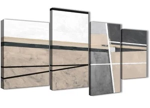 Large Beige Cream Grey Painting Abstract Bedroom Canvas Decor - 4394 - 130cm - Picture 1 of 5