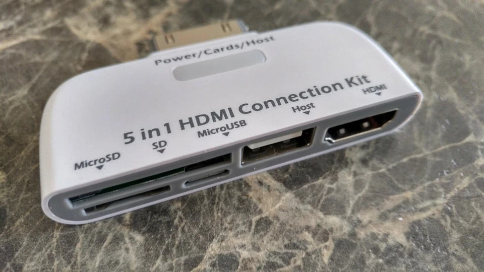 Kit de Conexión 5 en 1 IPAD IPOD IPHONE APPLE 30 PIN CONECTOR USB HDMI TARJETA SD - Imagen 1 de 1