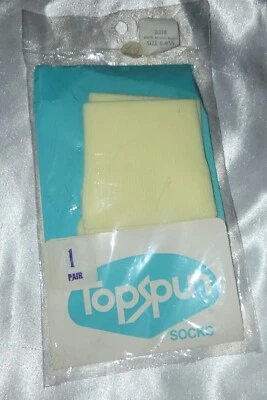 Nuevos calcetines hilados vintage sellados, amarillos, 100 % nailon elástico, talla 8-9,5  Foto 1 de 3