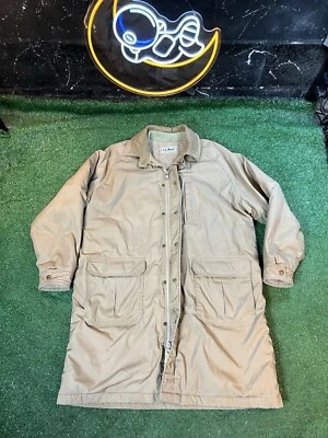 Vintage L.L. Bean Zip Up Wool Blanket Lined Barn Chore Beige Trench Coat Mens XL - Image 1 of 4