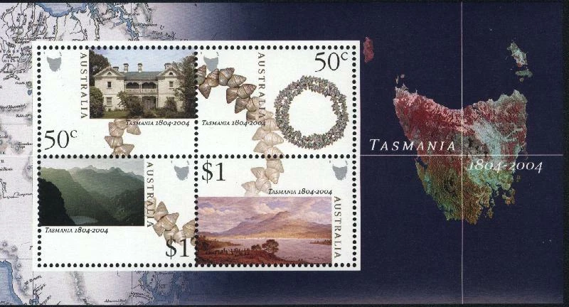 AUSTRALIA 2004 BICENTENARIO DE ASENTAMIENTO HOBART, HOJA DE TASMANIA MNH Foto 1 de 1