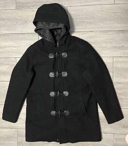 Guess Los Angeles Men's Black Winter Wool Peacoat Quilt Lined Size Large - Picture 1 of 19