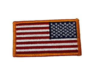 Reverse Us American Flag United States Embroidered Iron On Uniform Patch - Picture 1 of 5