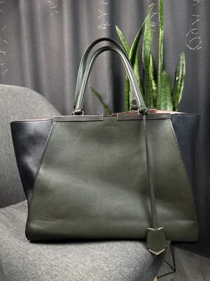 Fendi Green/Grey Leather Grande 3 Jours Tote Bag 8BH280 - Image 1 of 4