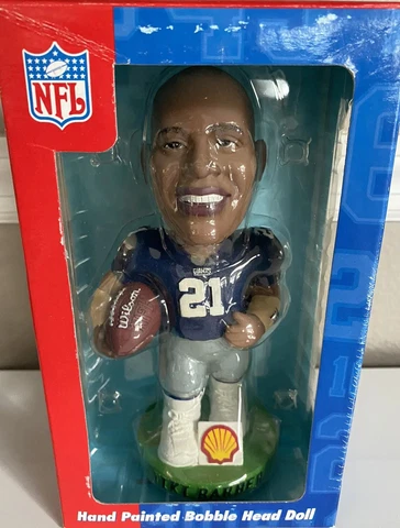 2 NEW YORK GIANTS TIKI BARBER BOBBLE HEAD & BY MY BROTHERS SIDE BOOK SIGNED LOT Cover